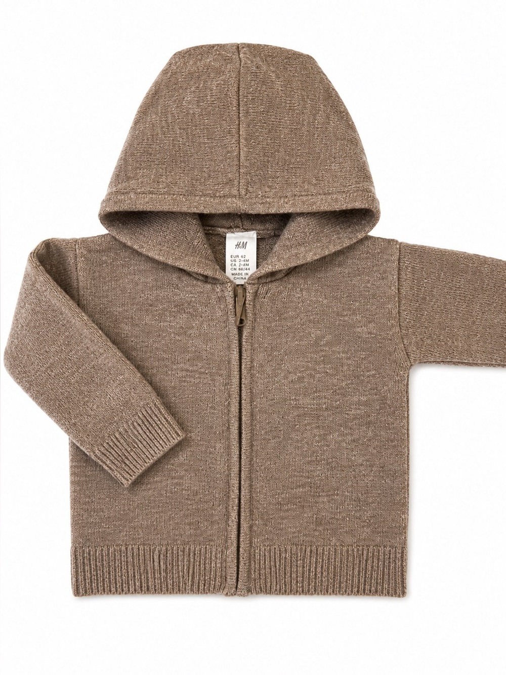 H&M Brown Hooded Zip Cardigan for Kids